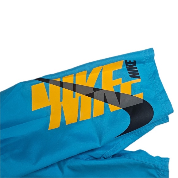 Nike Shorts Boys Medium Blue Yellow Swim Trunks Board Shorts Logo Swoosh - Picture 4 of 8